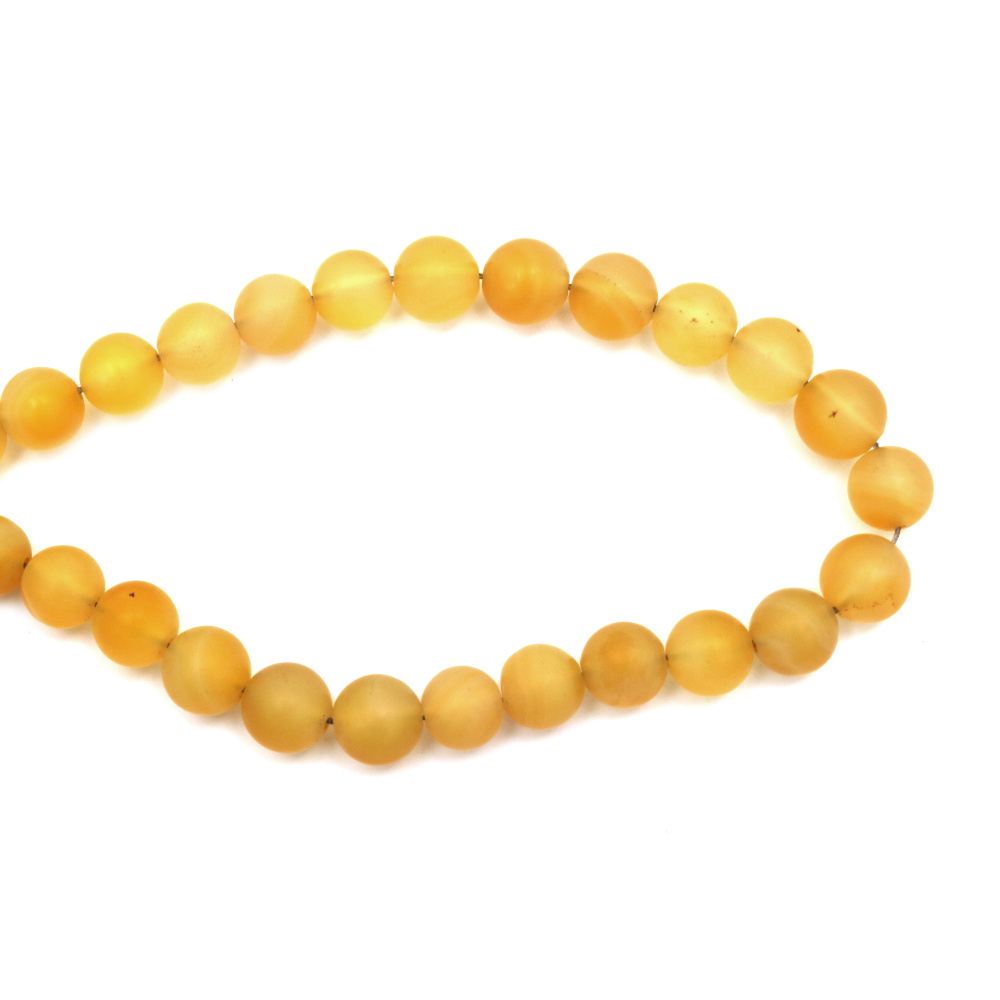String of beads Agate semi-precious stone, yellow ball frosted 12 mm ~33 pieces