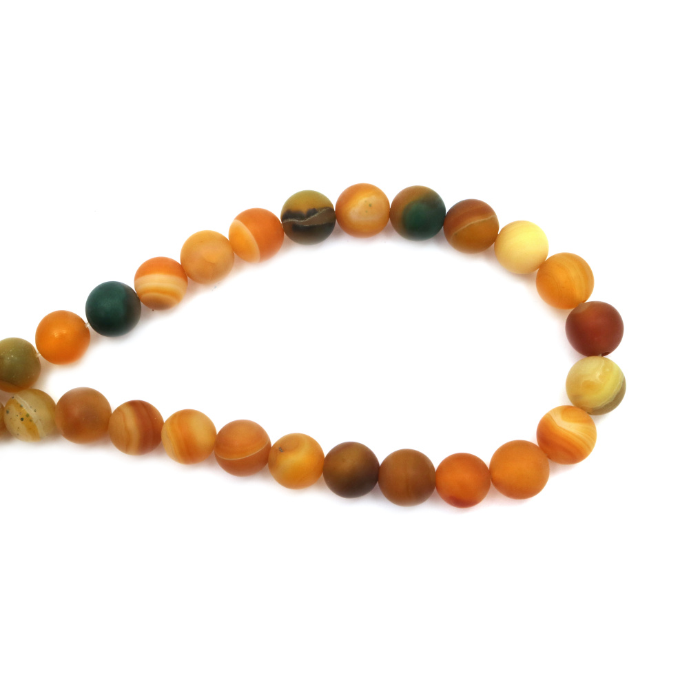 AGATE Round Beads Strand, Dyed and Frosted, Yellow 12mm ~ 33 pcs