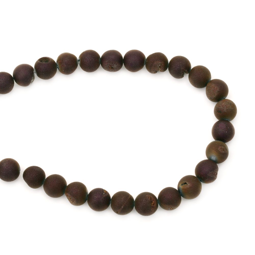 Natural Druzy Agate Beads Strand, Electroplated, Died Round,  12 mm ~ 32 pcs