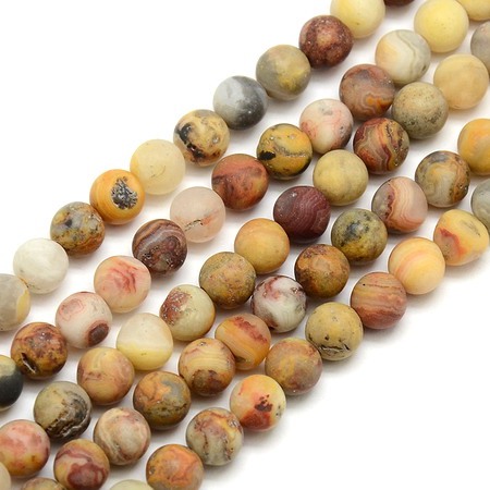 Natural Crazy Lace  Agate  Beads Strand, Round, Frosted 8mm ~ 49 pcs