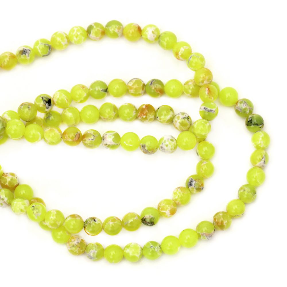Gemstone Beads Strand, Regalite, Round, Dyed, Yellow, 6mm, ~66 pcs