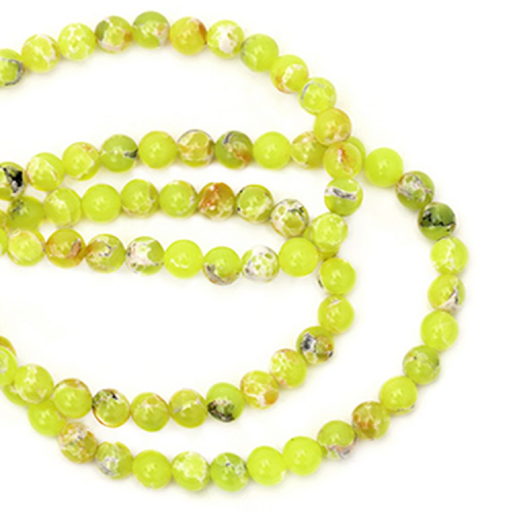 Gemstone Beads Strand, Regalite, Round, Dyed, Yellow, 8mm, ~50 pcs