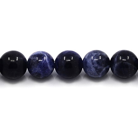Наниз мъниста полускъпоценен камък СОДАЛИТ тъмен топче 8 мм ~24 броя