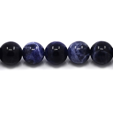 Наниз мъниста полускъпоценен камък СОДАЛИТ тъмен топче 10 мм ~19 броя