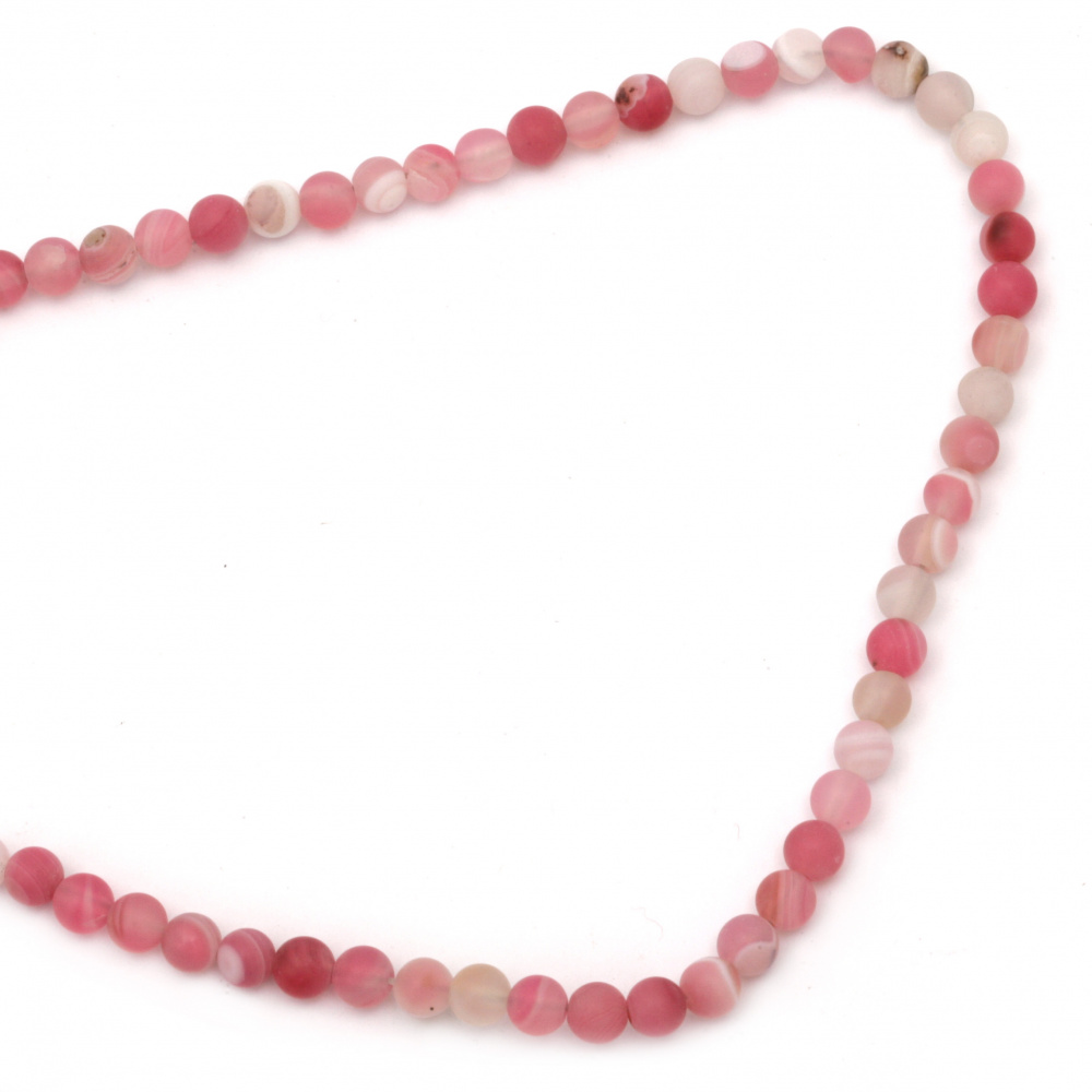 Striped stone Agate pink frosted bead 6 mm ~ 64 pieces