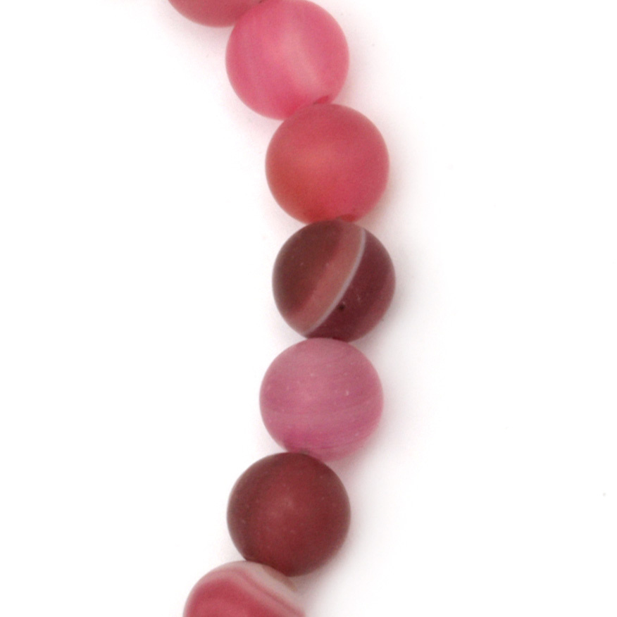 Striped stone Agate pink frosted bead 8 mm ~ 47 pieces