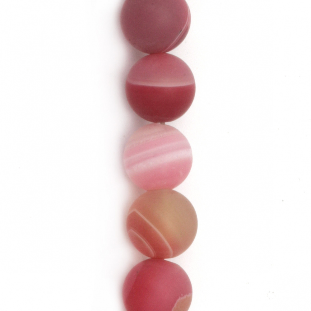Striped stone Agate pink frosted bead 10 mm ~ 37 pieces