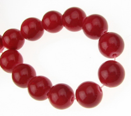 Colored in red semi-precious stone Coral, ball shape strand 10 mm ~ 38 pieces