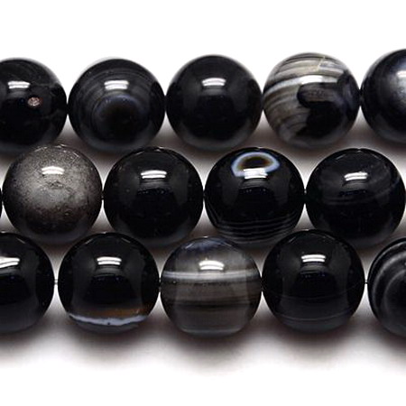 Наниз мъниста полускъпоценен камък Ахат Skyeye топче 8 мм ±47 броя