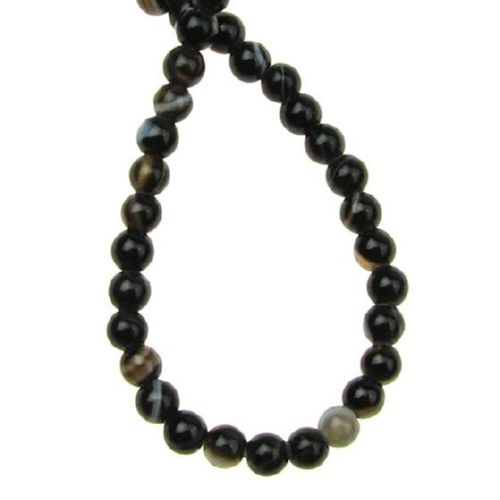 Natural Striped Black Brazilian Agate Round Beads Strand 3mm ~ 130 pcs