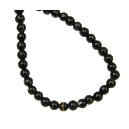 Natural Striped Black Brazilian Agate Round Beads Strand 4mm ~ 97 pcs