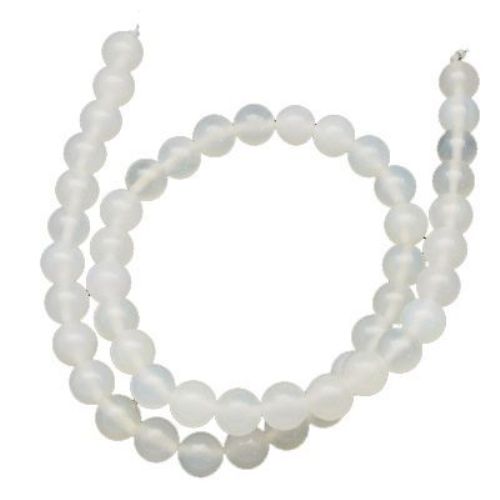 Natural White Agate Round Beads Strand  8mm ~ 50 pcs