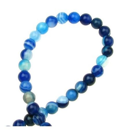 Natural Striped Agate Round Beads Strand, Dyed, Blue 4mm ~ 92 pcs