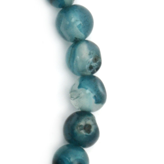 Natural Striped Agate Round Beads Strand, blue ball 6 mm ~ 64 pieces