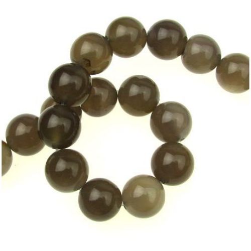 Natural Gray Agate Round Beads Strand 14mm ~ 28 pcs