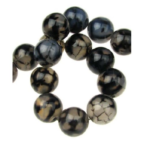 Natural Dragon Veins Agate Round Beads Strand, Dyed & Heated 14mm ~ 28 pcs