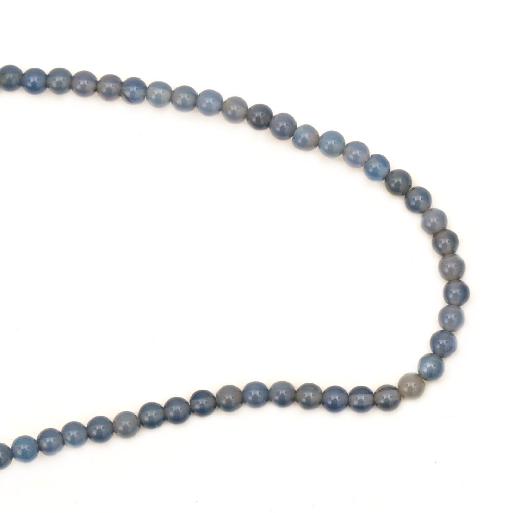 Șirag mărgele din agat albastru – rotunde 4 mm, ~96 buc., ideale pentru bijuterii elegante și creații handmade