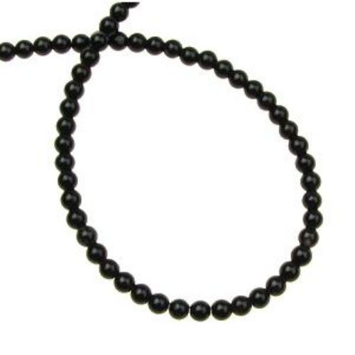 Natural, Grade A, Black Agate Round Beads Strand 3 mm ~ 130 pcs