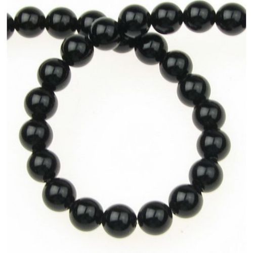Natural, Grade A, Black Agate Round Beads Strand 6mm ~ 65 pcs