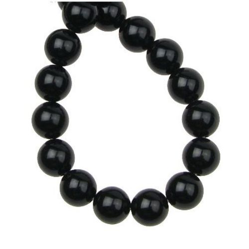Natural, Black Agate Round Beads strand 8mm ~ 52 pcs