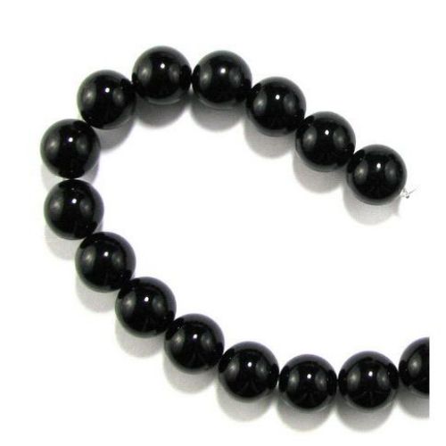 Natural, Black Agate Round Beads strand 14mm ~ 28 pcs