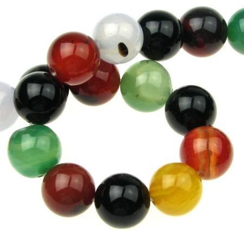 Natural, Dyed Agate Round Beads Strand, Assorted Color  4mm ~ 95 pcs