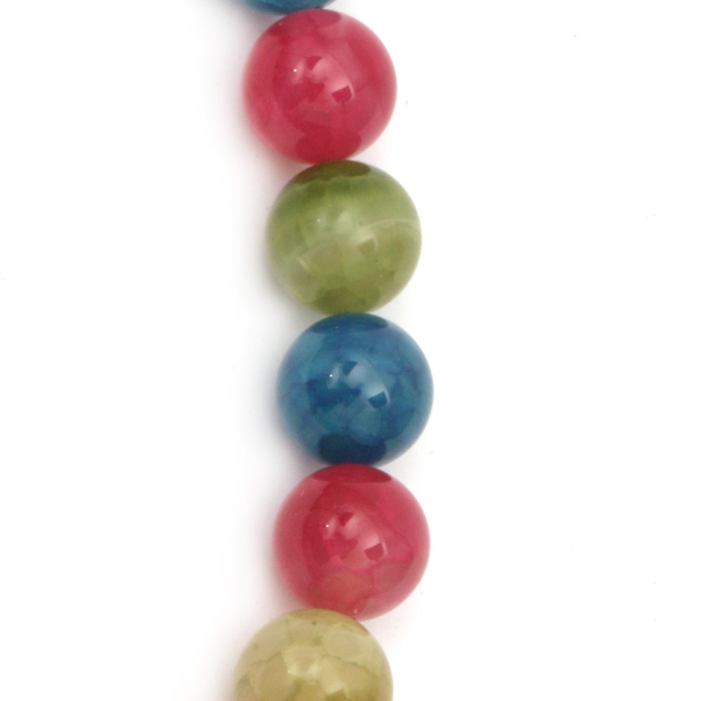 ASSORTED Ball-shaped Natural Stone Beads Strand / AGATE,14 mm ± 28 pieces