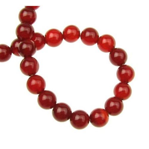 Natural, Dyed Agate Round Beads Strand, Red 6mm ± 62 pcs