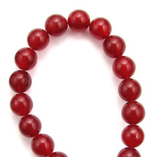 Natural, Dyed Agate Round Beads Strand, Red 8mm ± 48 pcs