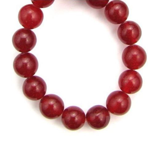 Natural, Dyed Agate Round Beads Strand, Red 10mm ± 39 pcs