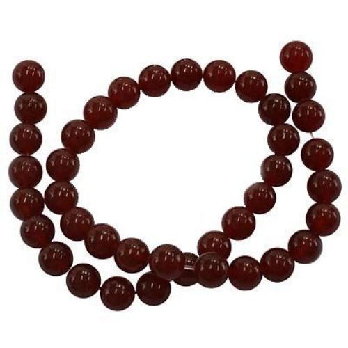Natural, Dyed Agate Round Beads Strand, Dark Red 12mm ~ 33 pcs