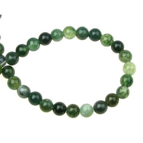 Round Gemstone Beads String, Moss AGATE, Green, 4 mm ~ 100 pieces