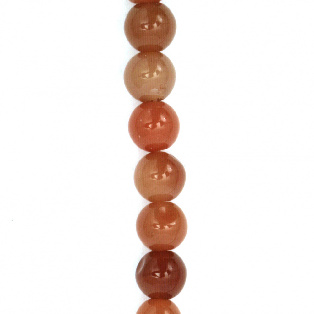 Наниз мъниста полускъпоценен камък АХАТ оранжев топче 6 мм ~66 броя