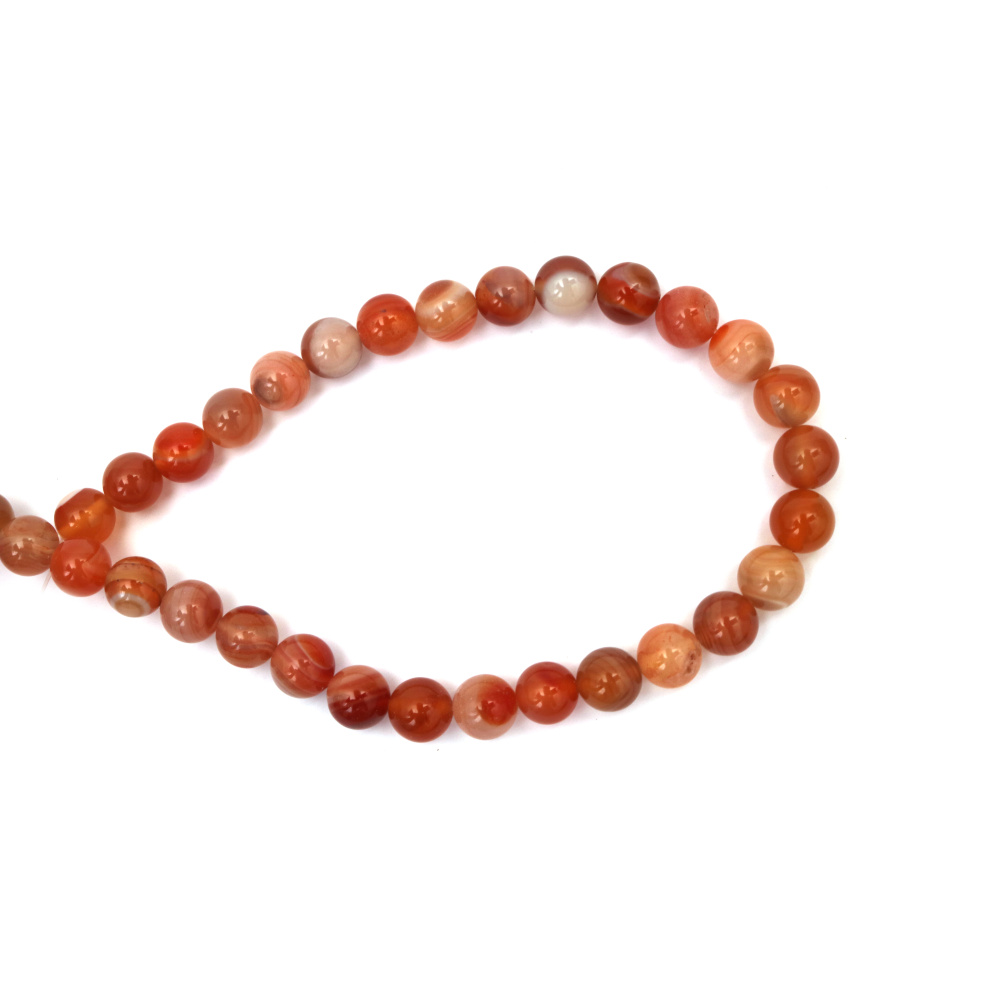 Șir de mărgele din piatră semiprețioasă AGAT  bilă de lapte portocaliu 12 mm ~ 33 bucăți
