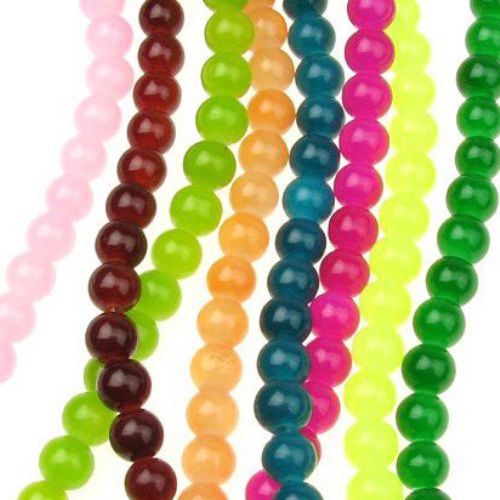 Gemstone Beads Strand, Jade, Round, Mixed Color, 8mm, ~50 pcs