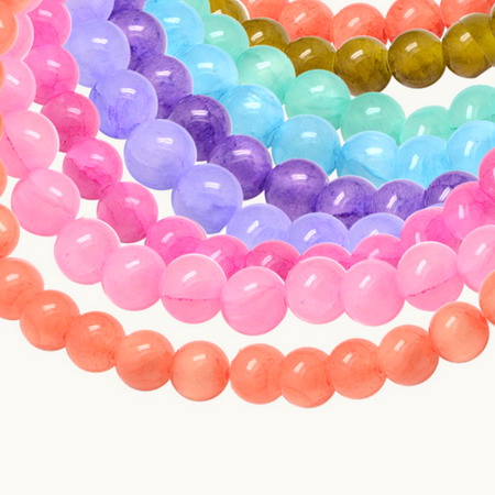 Gemstone Beads Strand, Jade, Round, Mixed Color, 10mm, ~38 pcs