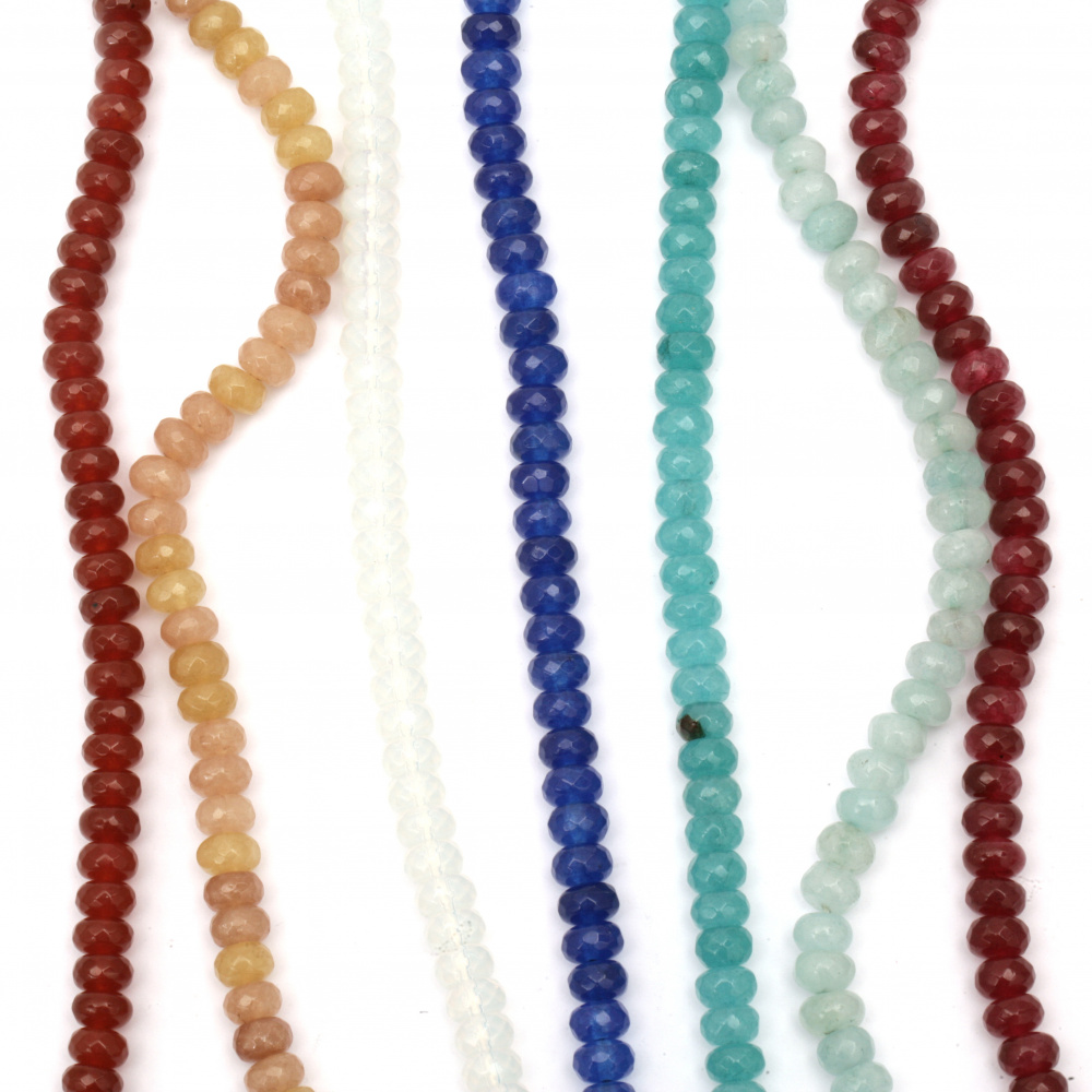 Natural Assorted Gemstone Beads Strand, Abacus 8x5 mm ~ 74 pieces