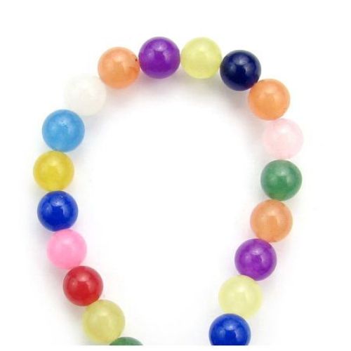 Gemstone Beads Strand,  Jadeite, Round, Mixed Color, 8mm, ~50 pcs
