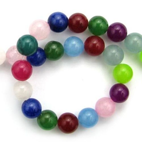 Gemstone Beads Strand, Jadeite, Round, Mixed Color, 10mm, ~39 pcs