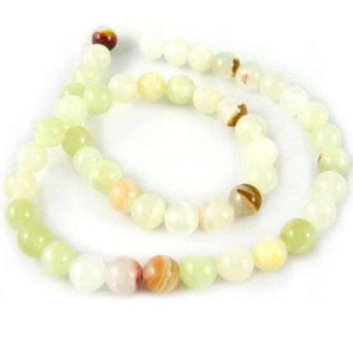 Gemstone Beads Strand, Jade, Round, White, 12mm, ~32 pcs