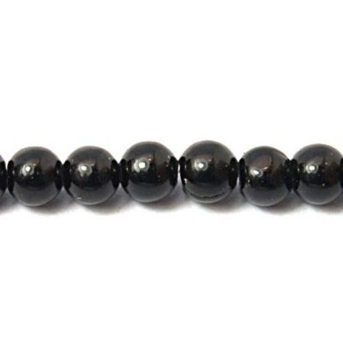Gemstone Beads Strand, Jade - Topaz, Round, Black, 6mm, ~67 pcs