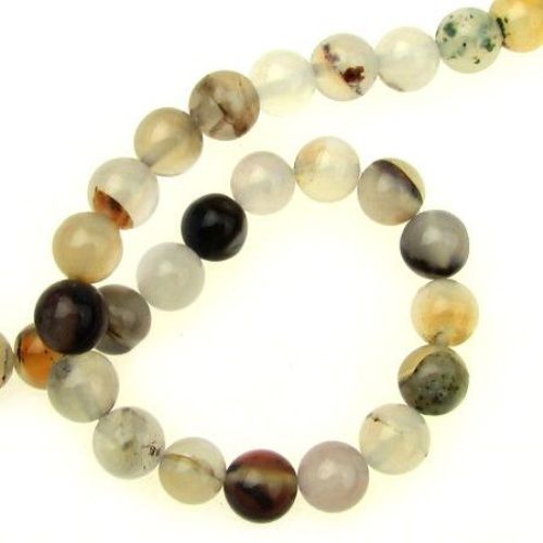 Natural Gray Agate Round Beads Strand 8mm ~ 45 pcs
