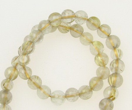 Ball-shaped Natural Stone Beads String / RUTILE QUARTZ, 5 ~ 6 mm ~ 70 pieces