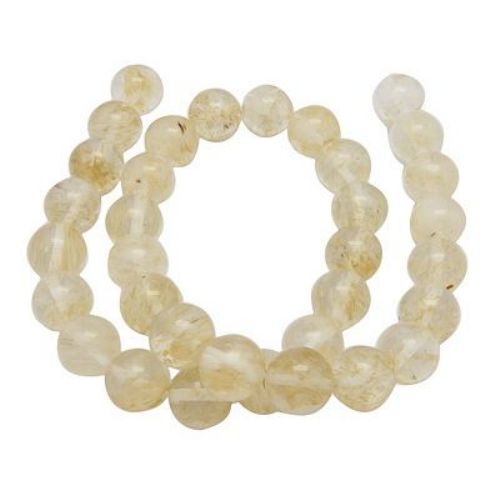 Tourmaline Quartz yellow Gemstone, ball shaped 8 mm string beads for jewelry craft making ~ 50 pieces