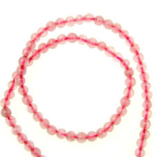 Gemstone Beads Strand, Quartz, Round, Pink, 3mm, ~135 pcs