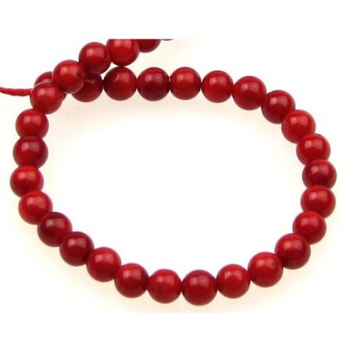 Șir  mărgele piatră semiprețioasă bile CORAL 4 mm ~ 100 bucăți ~ 40 cm