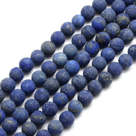 Natural Lazurite Lapis Round Beads Strand, Frosted 8mm ~ 48 pieces