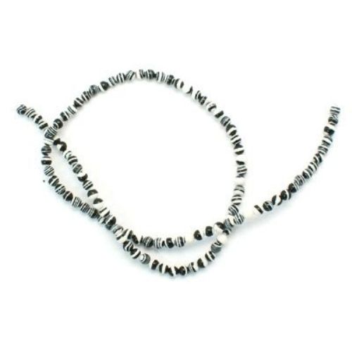 Gemstone Beads Strand, Synthetic Malachite, Round, Black and White, 4mm, 103 pcs