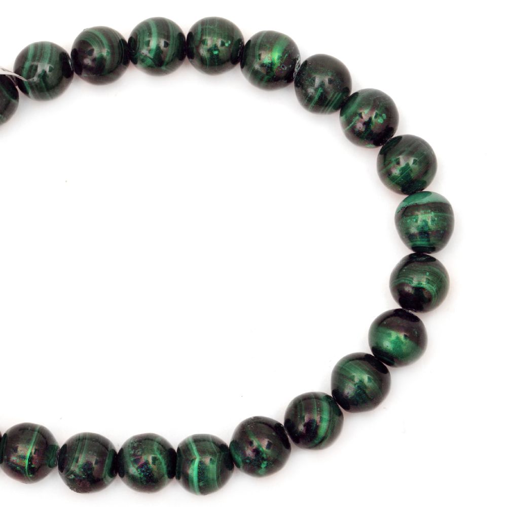 Gemstone Beads Strand, Natural Malachite, Round, 9.5mm, 21 pcs
