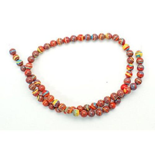 Gemstone Beads Strand, Synthetic Malachite, Round, Orange 6mm, 68 pcs